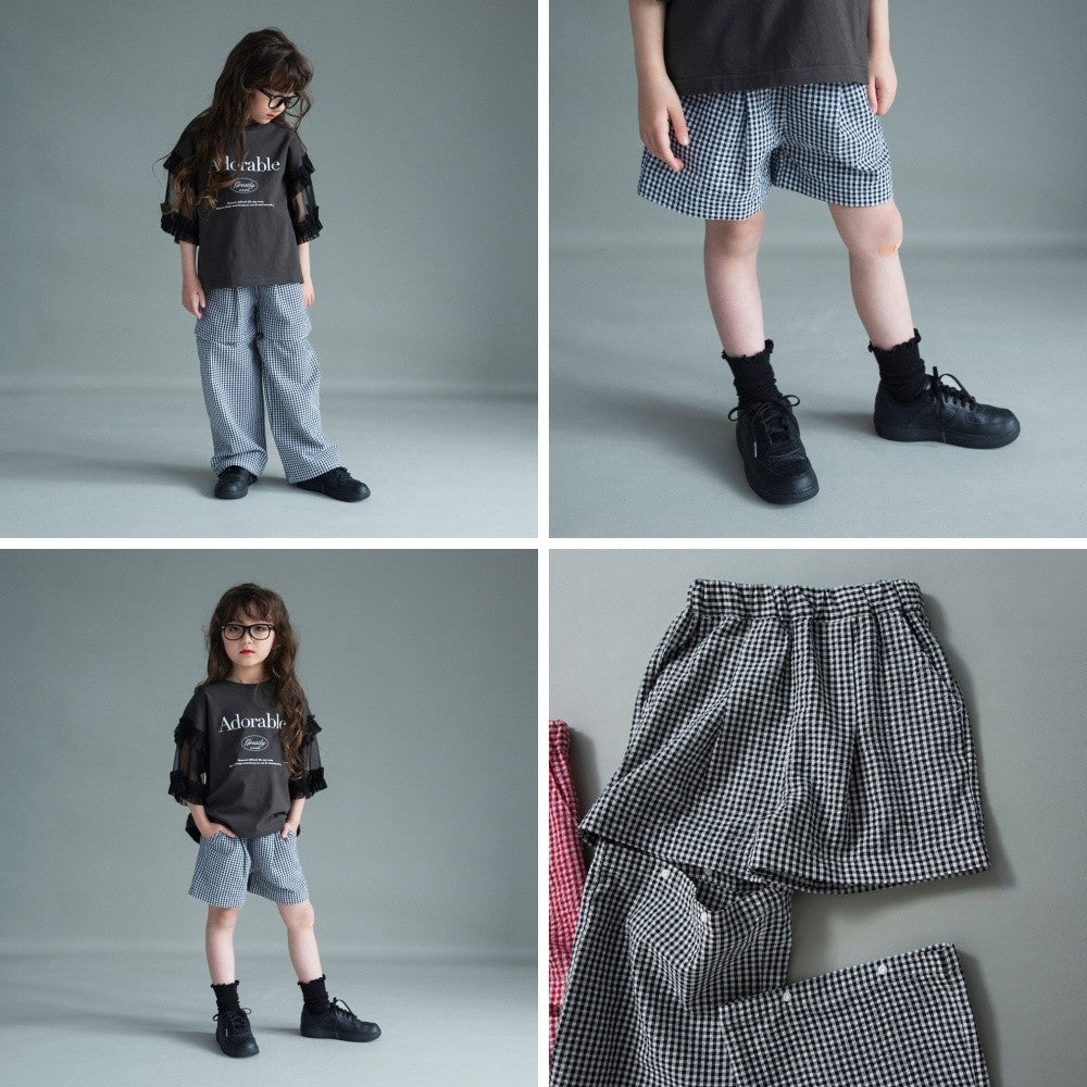 日本童裝 Branshes 2Way 格紋長褲 可拆變成短褲 100-150cm 女童款 夏季 PANTS