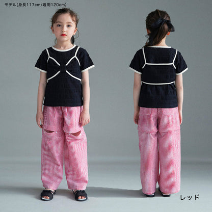 日本童裝 Branshes 2Way 格紋長褲 可拆變成短褲 100-150cm 女童款 夏季 PANTS