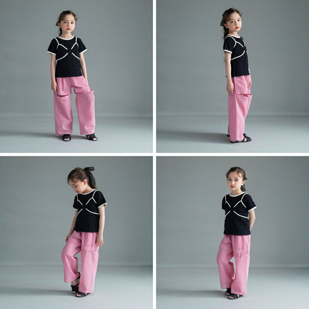 日本童裝 Branshes 2Way 格紋長褲 可拆變成短褲 100-150cm 女童款 夏季 PANTS
