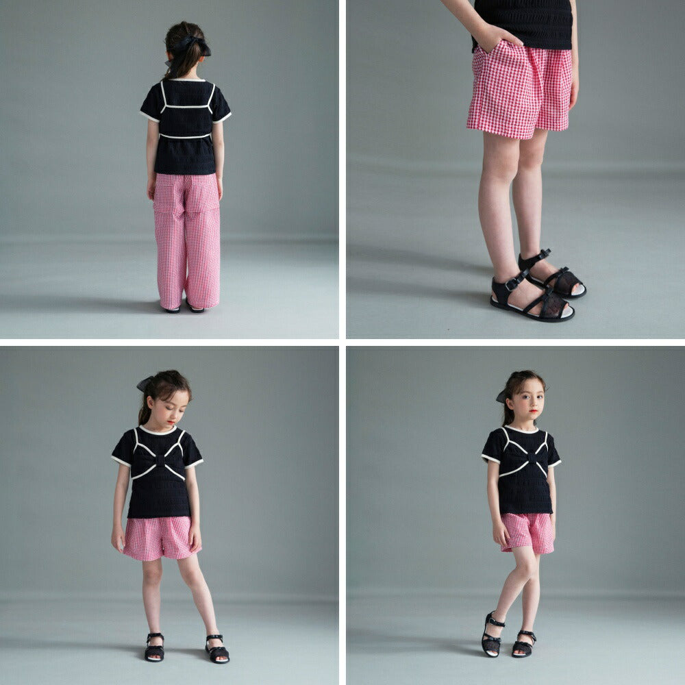 日本童裝 Branshes 2Way 格紋長褲 可拆變成短褲 100-150cm 女童款 夏季 PANTS