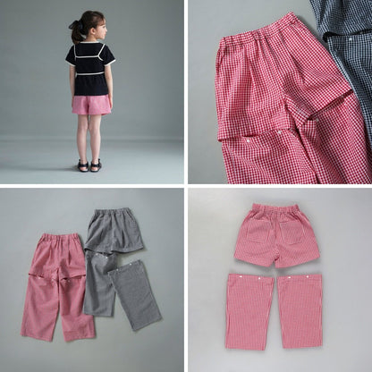 日本童裝 Branshes 2Way 格紋長褲 可拆變成短褲 100-150cm 女童款 夏季 PANTS