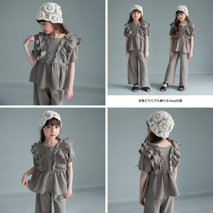 日本童裝 Branshes 休閒兩件套裝 100-150cm 女童款 夏季 TOPS PANTS