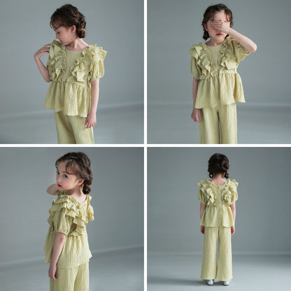 日本童裝 Branshes 休閒兩件套裝 100-150cm 女童款 夏季 TOPS PANTS