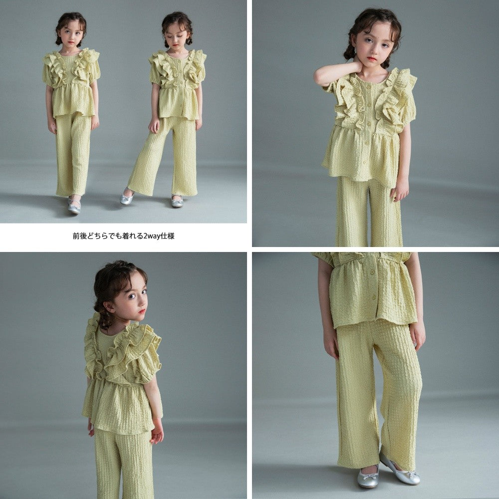 日本童裝 Branshes 休閒兩件套裝 100-150cm 女童款 夏季 TOPS PANTS