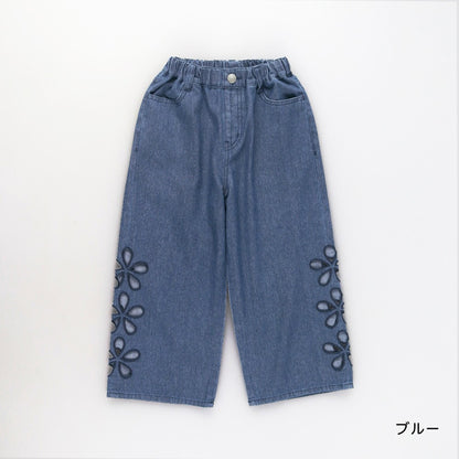 日本童裝 Branshes 鏤空花卉牛仔褲 100-150cm 女童款 夏季 PANTS