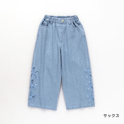 日本童裝 Branshes 鏤空花卉牛仔褲 100-150cm 女童款 夏季 PANTS