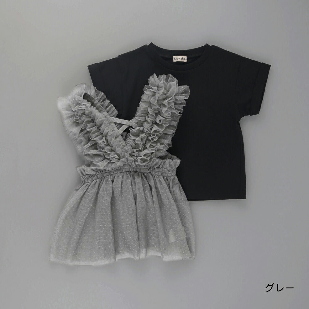 日本童裝 Branshes 薄紗束腰上衣兩件套裝 100-150cm 女童款 夏季 TOPS