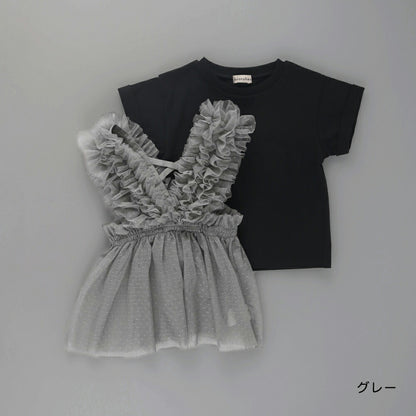日本童裝 Branshes 薄紗束腰上衣兩件套裝 100-150cm 女童款 夏季 TOPS