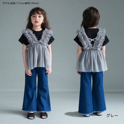 日本童裝 Branshes 薄紗束腰上衣兩件套裝 100-150cm 女童款 夏季 TOPS