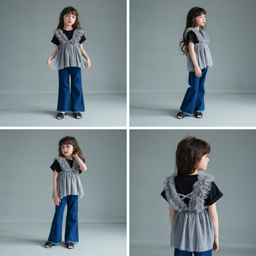 日本童裝 Branshes 薄紗束腰上衣兩件套裝 100-150cm 女童款 夏季 TOPS
