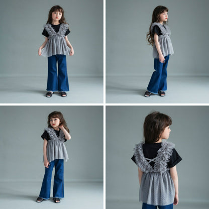 日本童裝 Branshes 薄紗束腰上衣兩件套裝 100-150cm 女童款 夏季 TOPS