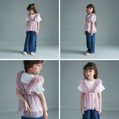 日本童裝 Branshes 薄紗束腰上衣兩件套裝 100-150cm 女童款 夏季 TOPS