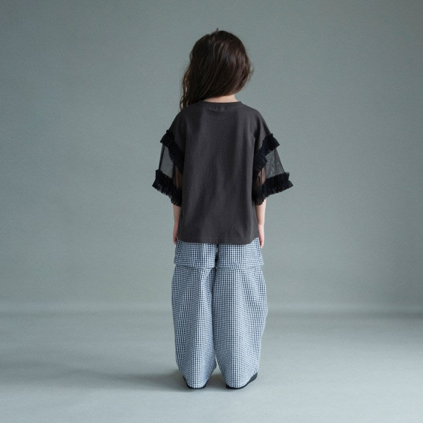 日本童裝 Branshes 薄紗拼接短袖上衣 100-150cm 女童款 夏季 TOPS