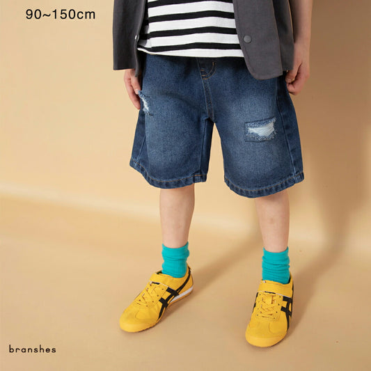 日本童裝 Branshes 做舊牛仔七分褲 90-150cm 男童款 夏季 PANTS