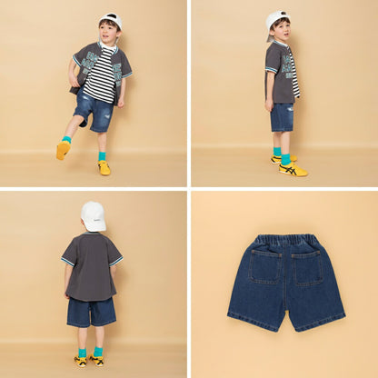 日本童裝 Branshes 做舊牛仔七分褲 90-150cm 男童款 夏季 PANTS