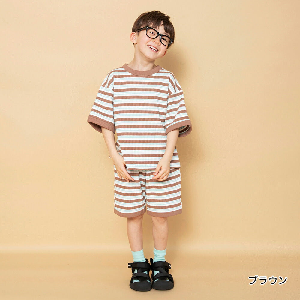 日本童裝 Branshes 華夫格兩件套裝 90-150cm 男童款 夏季 TOPS PANTS