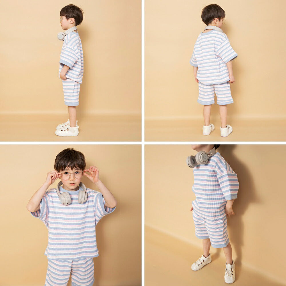 日本童裝 Branshes 華夫格兩件套裝 90-150cm 男童款 夏季 TOPS PANTS
