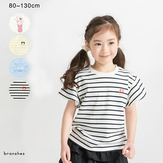 日本童裝 Branshes 印花飛袖上衣 80-130cm 女童款 夏季 TOPS