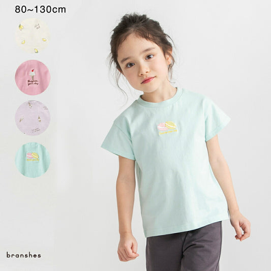 日本童裝 Branshes 刺繡/滿印短袖上衣 80-130cm 女童款 夏季 TOPS