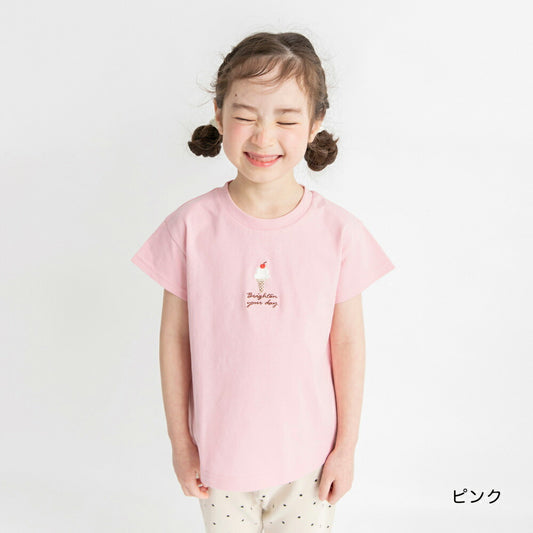 日本童裝 Branshes 刺繡/滿印短袖上衣 80-130cm 女童款 夏季 TOPS