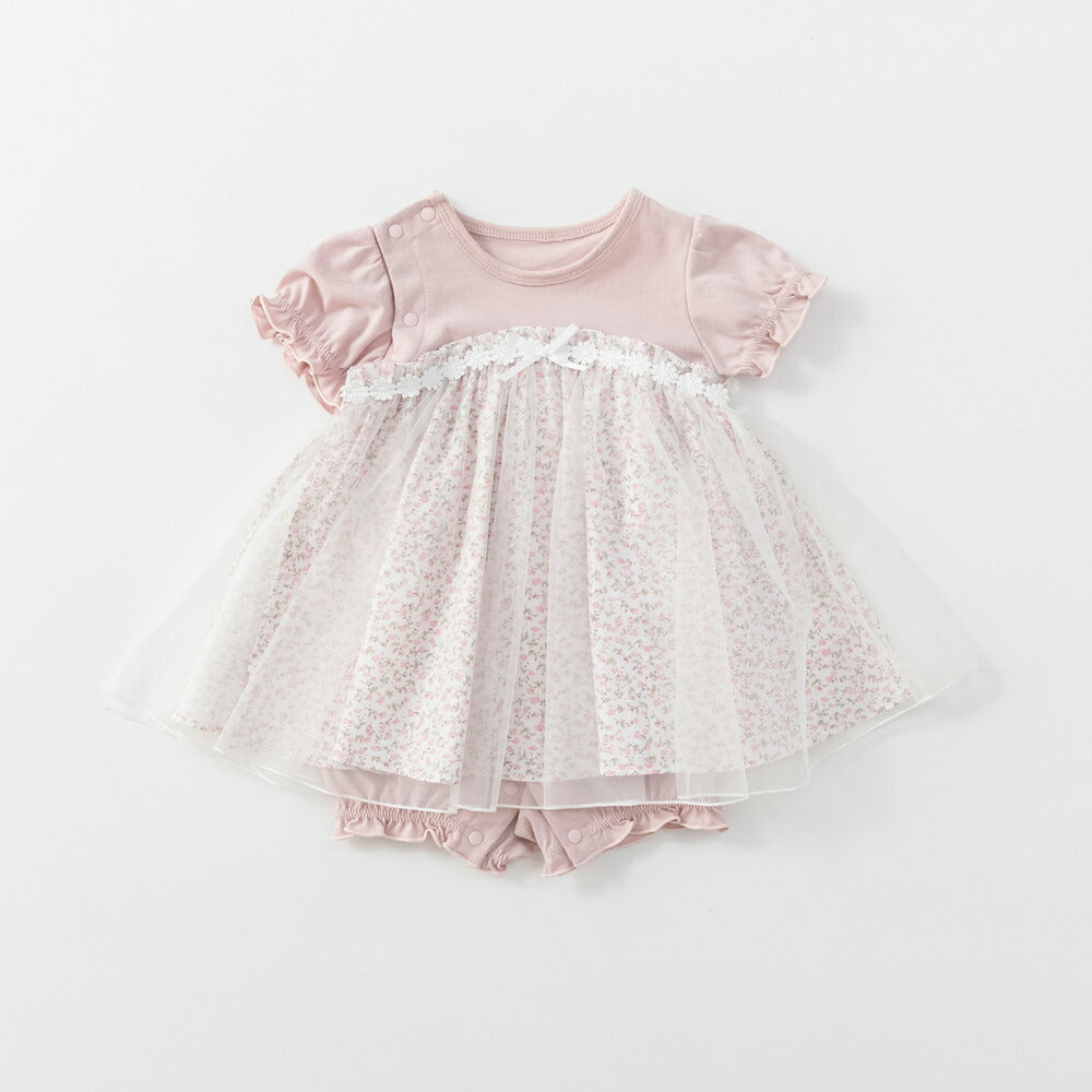 日本童裝 Branshes 薄紗拼接連衣 70-80cm 女童款 初生嬰兒 夏季 Jumpsuit