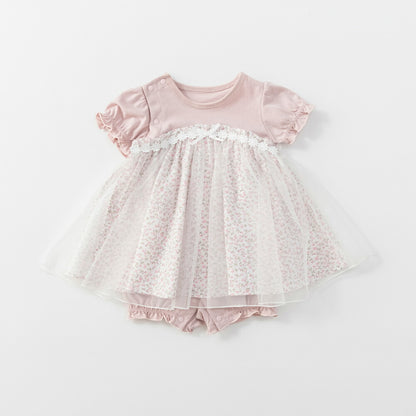 日本童裝 Branshes 薄紗拼接連衣 70-80cm 女童款 初生嬰兒 夏季 Jumpsuit