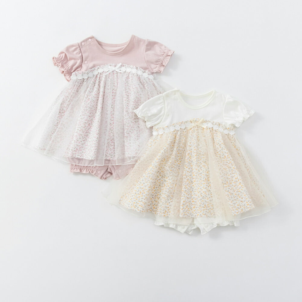 日本童裝 Branshes 薄紗拼接連衣 70-80cm 女童款 初生嬰兒 夏季 Jumpsuit