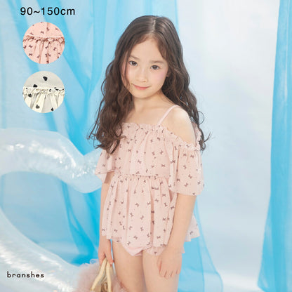日本童裝 Branshes 防UV 吊帶泳衣兩件套裝 90-150cm 女童款 夏季 夏日玩水泳衣特輯