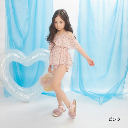 日本童裝 Branshes 防UV 吊帶泳衣兩件套裝 90-150cm 女童款 夏季 夏日玩水泳衣特輯