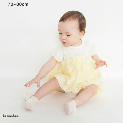 日本童裝 Branshes 花花泡泡紗連衣 70-80cm 女童款 初生嬰兒 夏季 Jumpsuit
