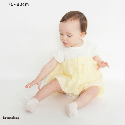 日本童裝 Branshes 花花泡泡紗連衣 70-80cm 女童款 初生嬰兒 夏季 Jumpsuit