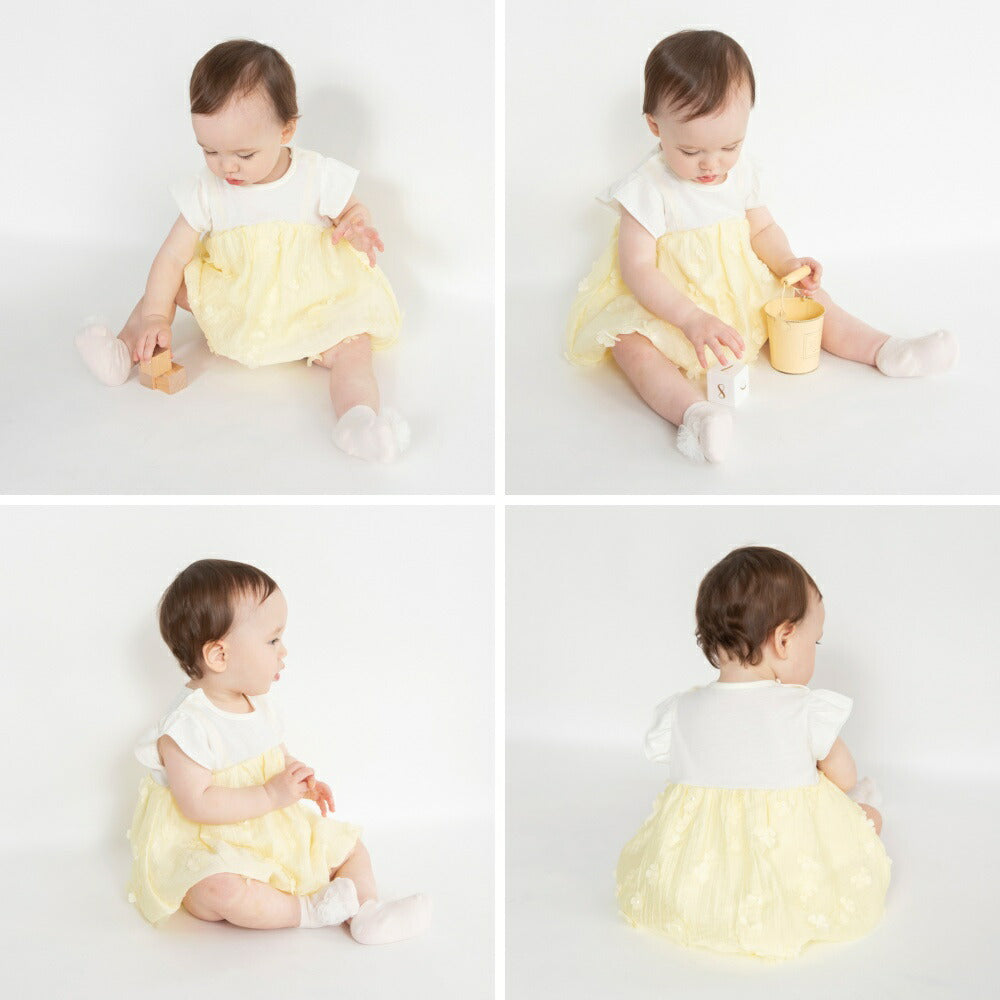 日本童裝 Branshes 花花泡泡紗連衣 70-80cm 女童款 初生嬰兒 夏季 Jumpsuit
