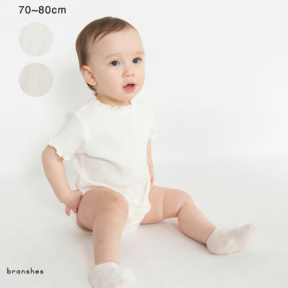 日本童裝 Branshes 彈性羅紋短袖連衣 70-80cm 男童款/女童款 初生嬰兒 夏季 Jumpsuit