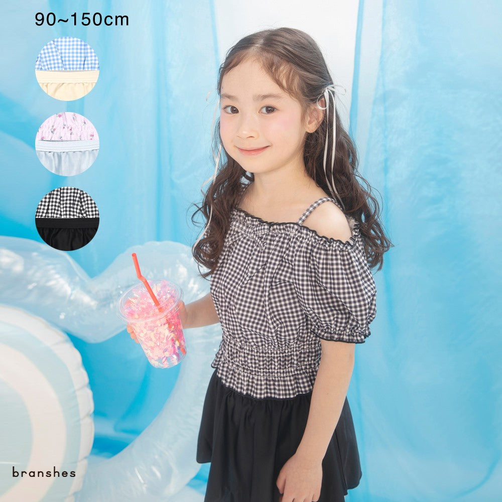 日本童裝 Branshes 防UV 吊帶泳衣兩件套裝 90-150cm 女童款 夏季 夏日玩水泳衣特輯