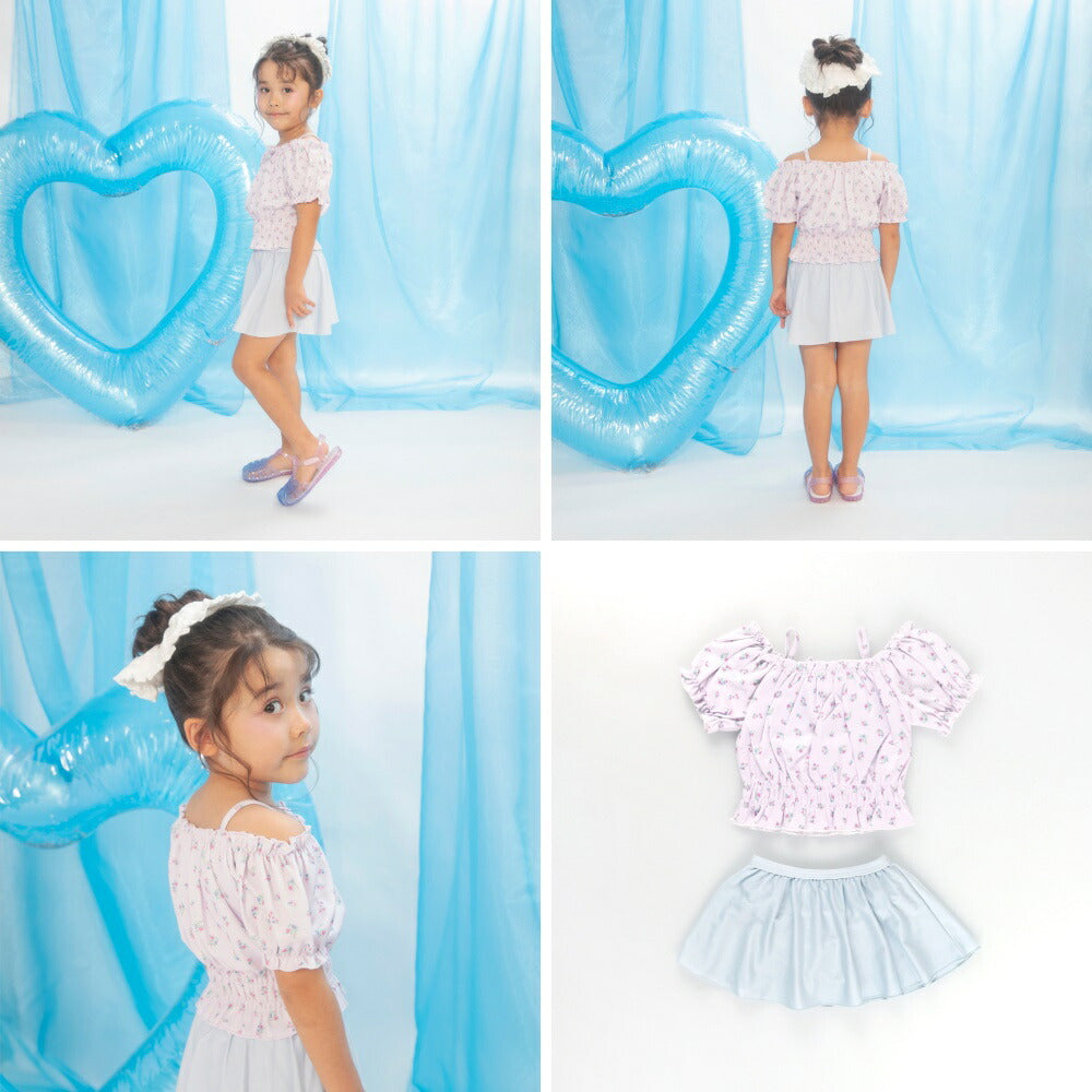 日本童裝 Branshes 防UV 吊帶泳衣兩件套裝 90-150cm 女童款 夏季 夏日玩水泳衣特輯