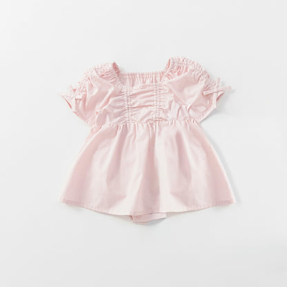 日本童裝 Branshes 皺褶緞帶連衣 70-80cm 女童款 初生嬰兒 夏季 Jumpsuit