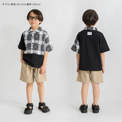 日本童裝 Branshes 3D格紋拼接polo衫 90-150cm 男童款 夏季 TOPS