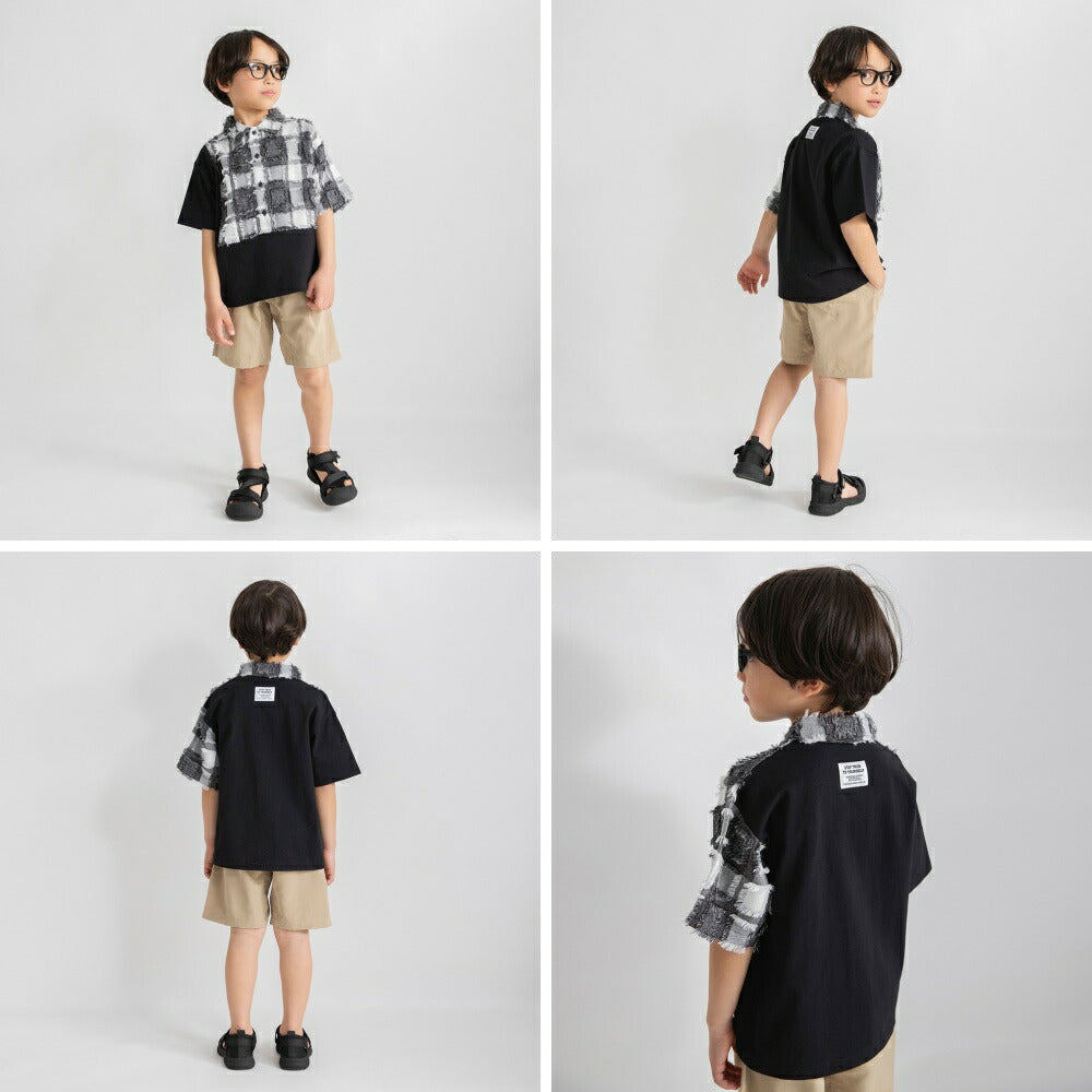 日本童裝 Branshes 3D格紋拼接polo衫 90-150cm 男童款 夏季 TOPS