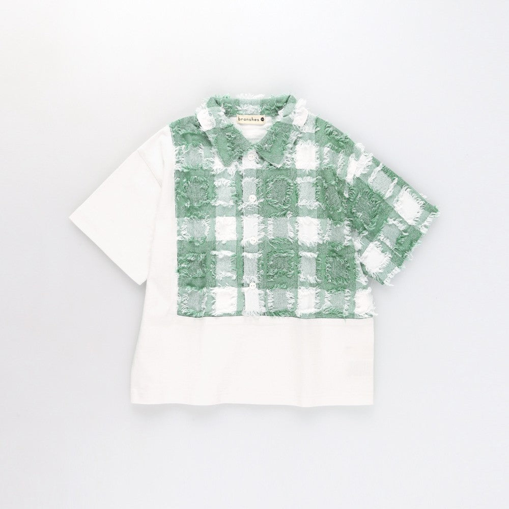 日本童裝 Branshes 3D格紋拼接polo衫 90-150cm 男童款 夏季 TOPS