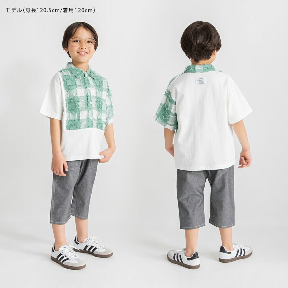 日本童裝 Branshes 3D格紋拼接polo衫 90-150cm 男童款 夏季 TOPS