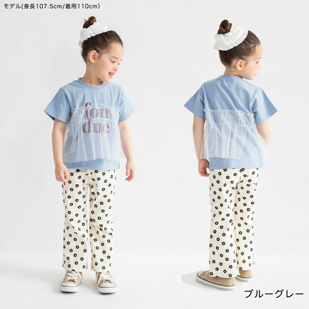 日本童裝 Branshes 薄紗拼接短袖上衣 100-150cm 女童款 夏季 TOPS