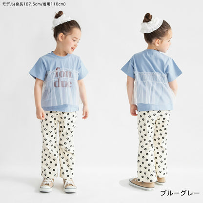 日本童裝 Branshes 薄紗拼接短袖上衣 100-150cm 女童款 夏季 TOPS