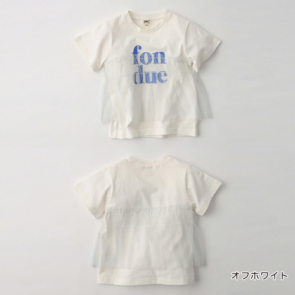 日本童裝 Branshes 薄紗拼接短袖上衣 100-150cm 女童款 夏季 TOPS