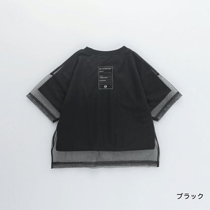 日本童裝 Branshes 疊穿薄紗短袖上衣 90-150cm 女童款 夏季 TOPS