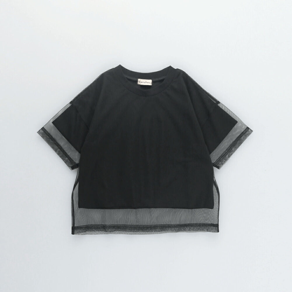 日本童裝 Branshes 疊穿薄紗短袖上衣 90-150cm 女童款 夏季 TOPS