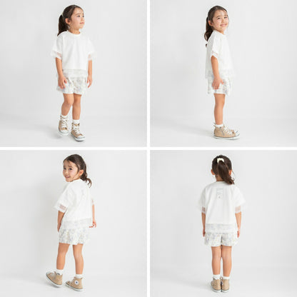 日本童裝 Branshes 疊穿薄紗短袖上衣 90-150cm 女童款 夏季 TOPS