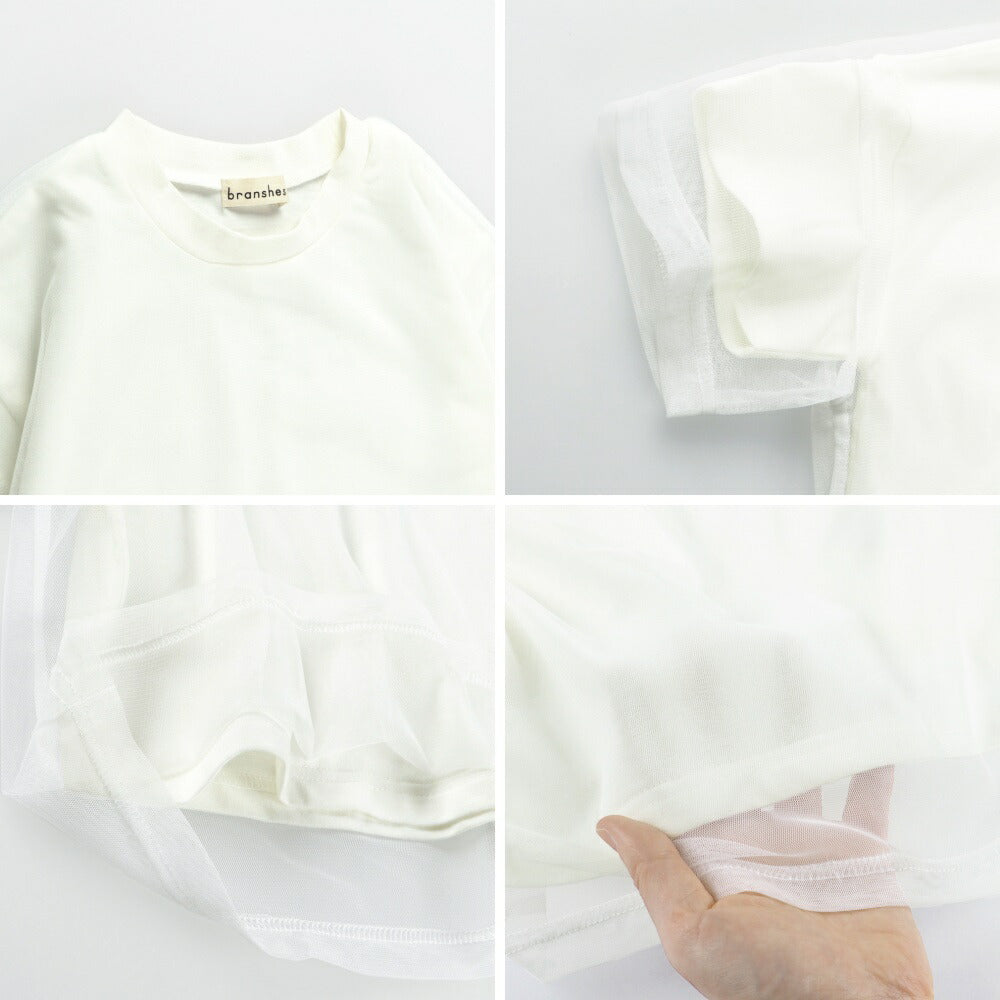 日本童裝 Branshes 疊穿薄紗短袖上衣 90-150cm 女童款 夏季 TOPS