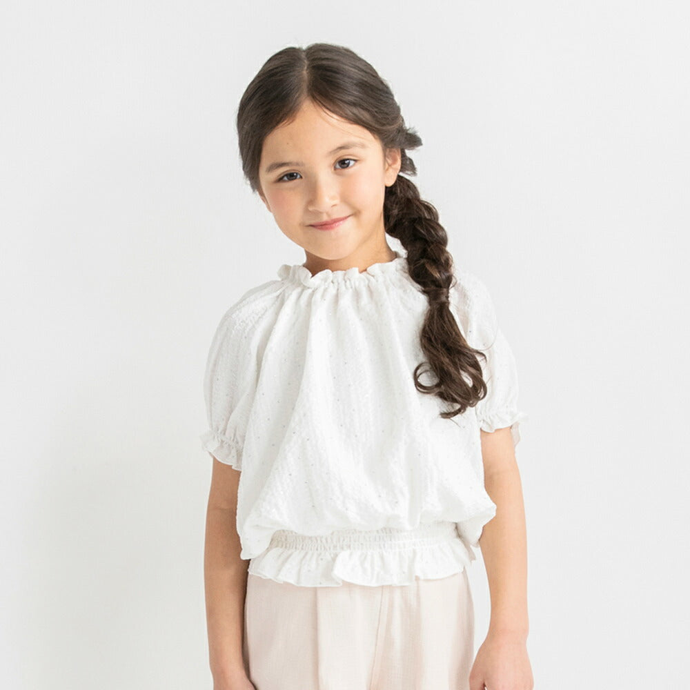 日本童裝 Branshes 銀色波點蝴蝶結上衣 90-150cm 女童款 夏季 TOPS