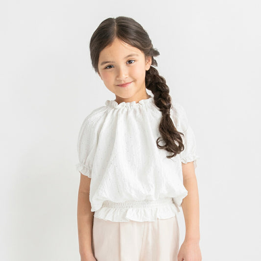 日本童裝 Branshes 銀色波點蝴蝶結上衣 90-150cm 女童款 夏季 TOPS