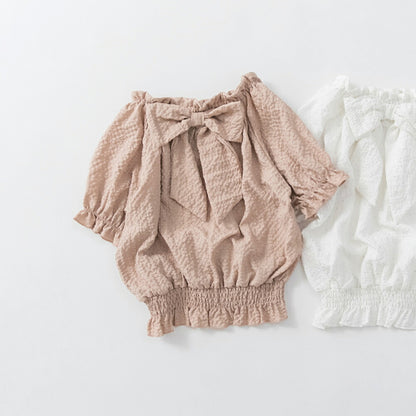 日本童裝 Branshes 銀色波點蝴蝶結上衣 90-150cm 女童款 夏季 TOPS